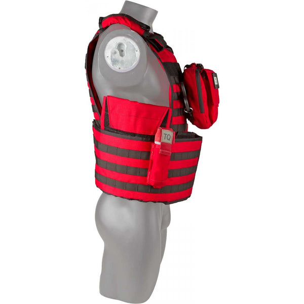 Rescue Task Force Tactical Vest Kit with Level III Soft Body Armor, Side Armor, Red