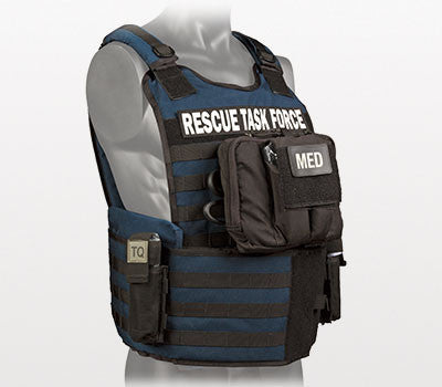 Rescue Task Force Tactical Vest Kit with Level lll Soft Body Armor, Side Armor, Blue