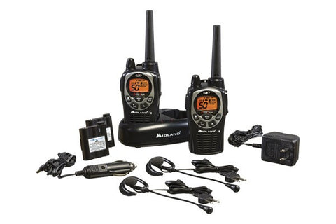 Midland® Up to 36 Mile, Waterproof, Weather/GMRS, Two-Way Radios With Batteries, Charger, and Headsets
