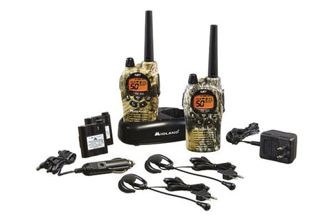 Midland® Up to 36 Mile, Camouflage, Waterproof, Weather/GMRS, Two-Way Radios With Batteries, Charger, and Headsets