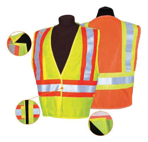 Contrasting Mesh Breakaway Safety Vest, ANSI/Class 2