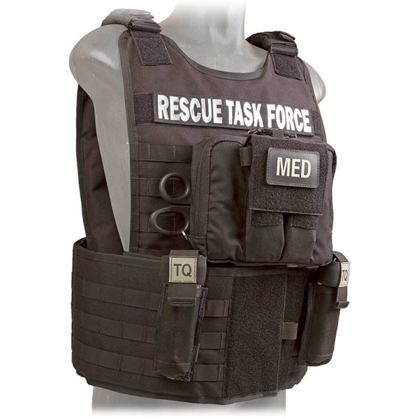 Rescue Task Force Tactical Vest Kit with Level III Soft Body Armor, Side Armor, Black