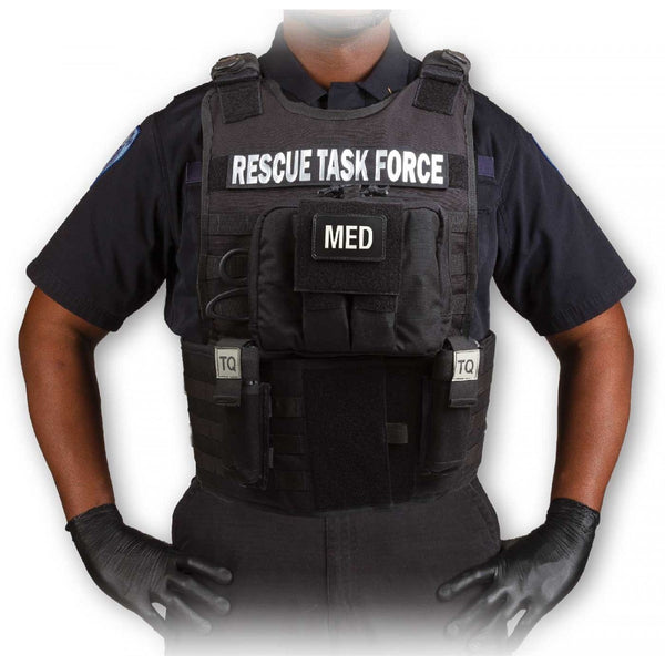 Rescue Task Force Tactical Vest Kit with Level III Soft Body Armor, Side Armor, Black