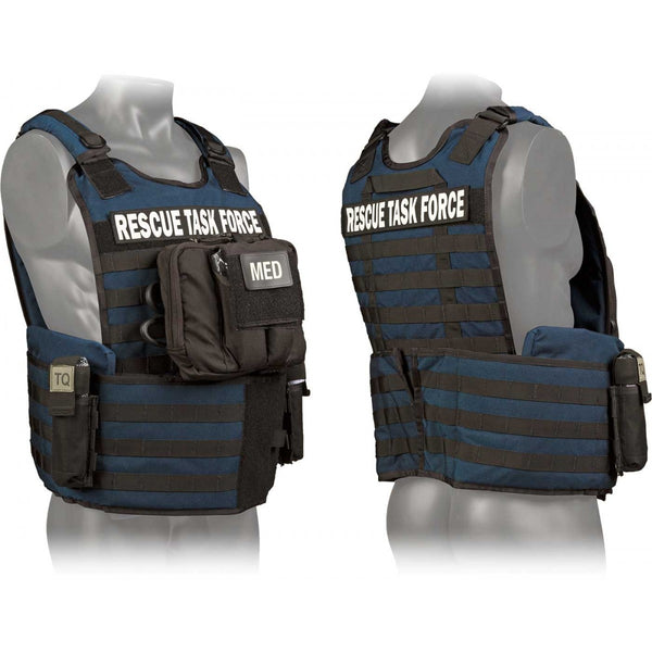 Rescue Task Force Tactical Vest Kit with Level lll Soft Body Armor, Side Armor, Blue