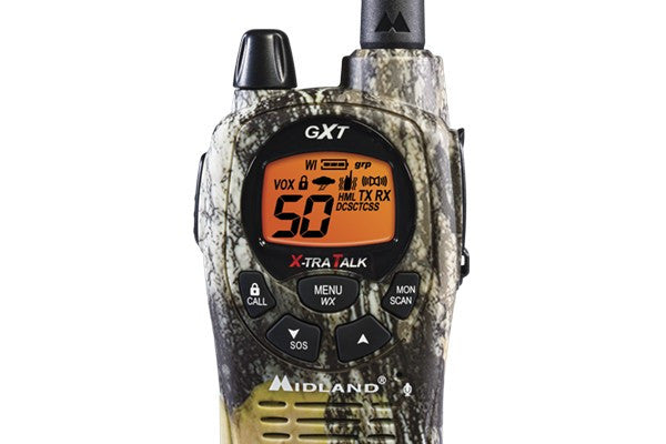 Midland® Up to 36 Mile, Camouflage, Waterproof, Weather/GMRS, Two-Way Radios With Batteries, Charger, and Headsets