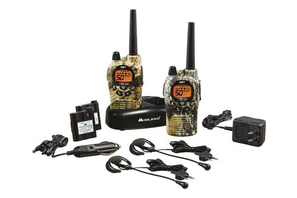 Midland® Up to 36 Mile, Camouflage, Waterproof, Weather/GMRS, Two-Way Radios With Batteries, Charger, and Headsets