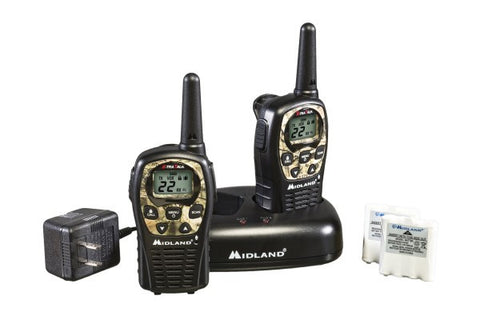 Midland® Up to 24 Mile, Camouflage, Two-Way, Weather/GMRS Radios With Batteries, Charger, and AC Adapter