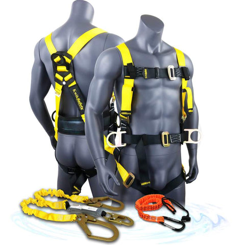 Hurricane Combo Fall Protection Full Body Safety Harness with Back Support, 6' Lanyard, Tool Lanyard, OSHA ANSI