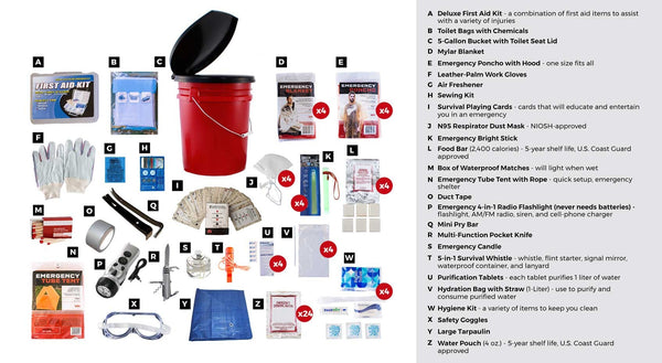 4 Person Deluxe Survival Kit and Bucket